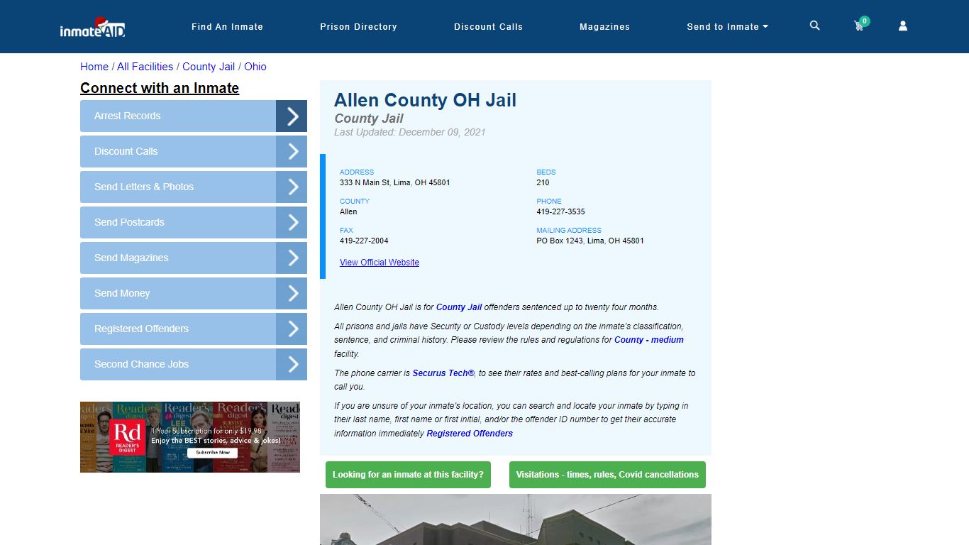 Allen County OH Jail - Inmate Locator - Lima, OH